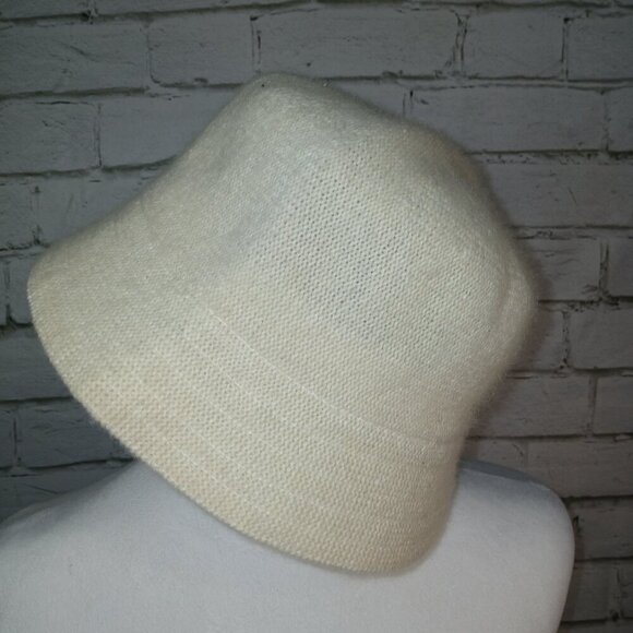 VINTAGE WOOL BLEND BUCKET HAT , CREAM COLOR, WOMENS , OSFA - Picture 3 of 5